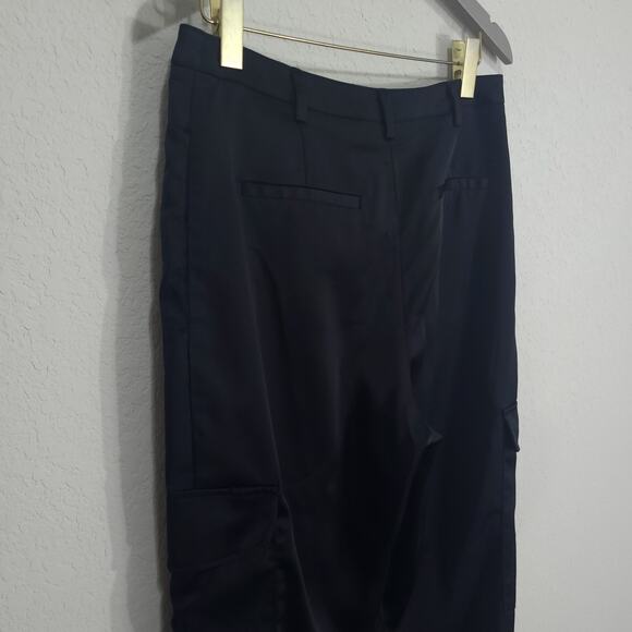 Gabrielle Union Black Satin Cargo Jogger Pants Womens 8 Relaxed Dressy N… - Picture 12 of 13
